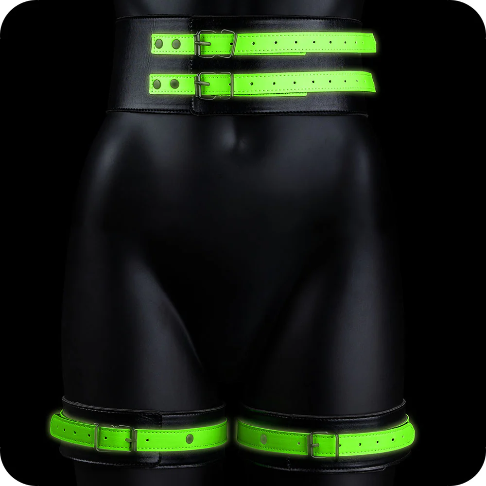 Ouch! Glow In The Dark Bondage Belt with Cuffs /M - Image 2