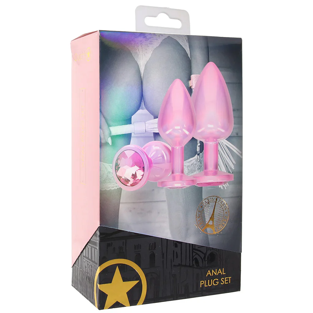Ouch! Paris Collection Metal Anal Plug Set in Pink - Image 9