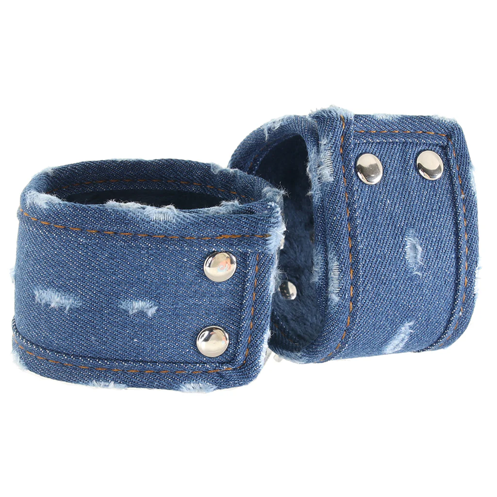 Ouch! Roughened Denim Ankle Cuffs in Blue - Image 3