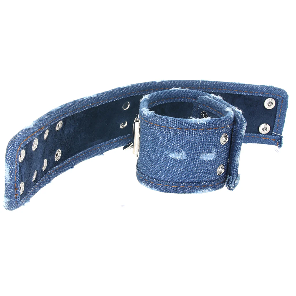 Ouch! Roughened Denim Ankle Cuffs in Blue - Image 4