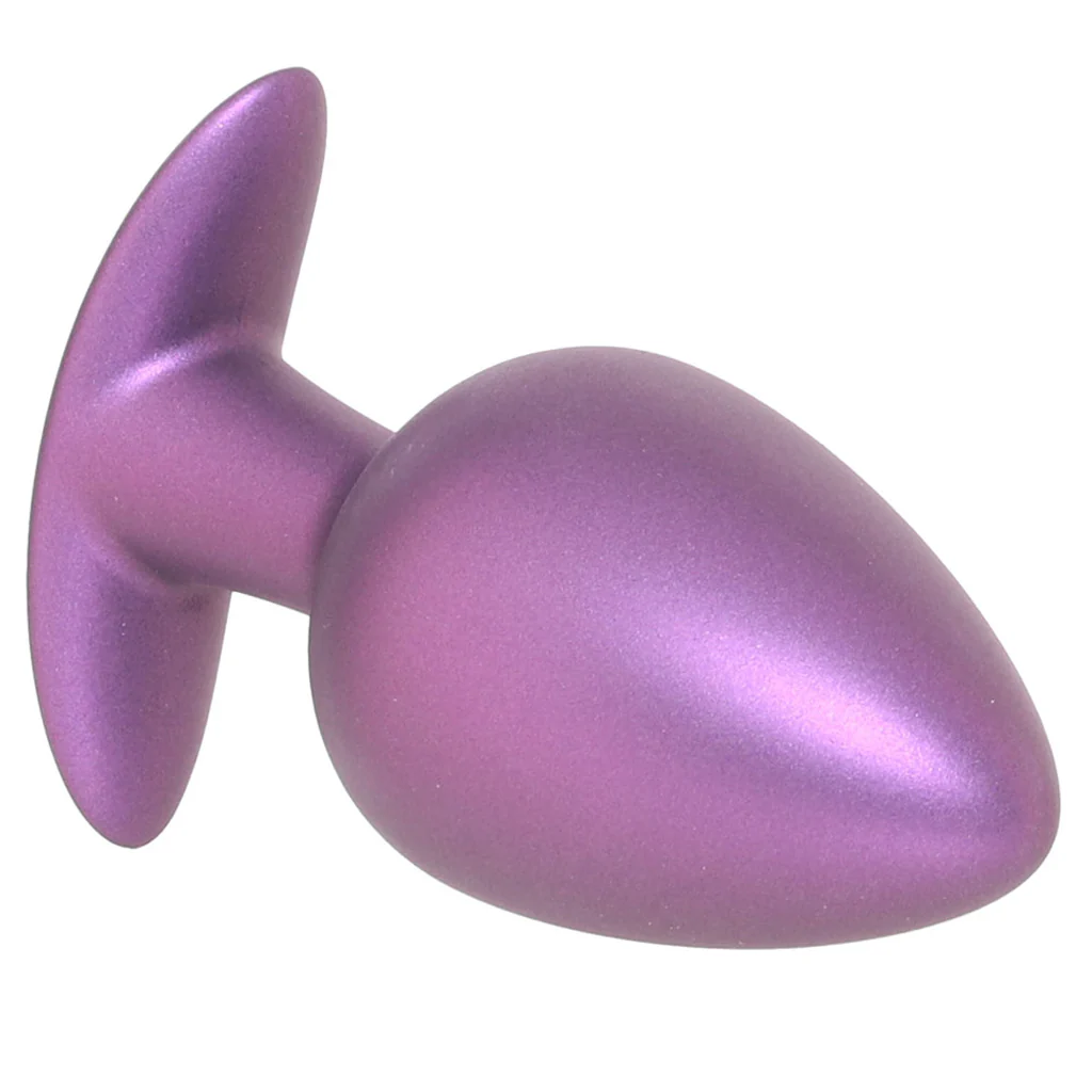 Ouch! Smooth Silicone 3.5 Inch Butt Plug in Metallic Purple - Image 2