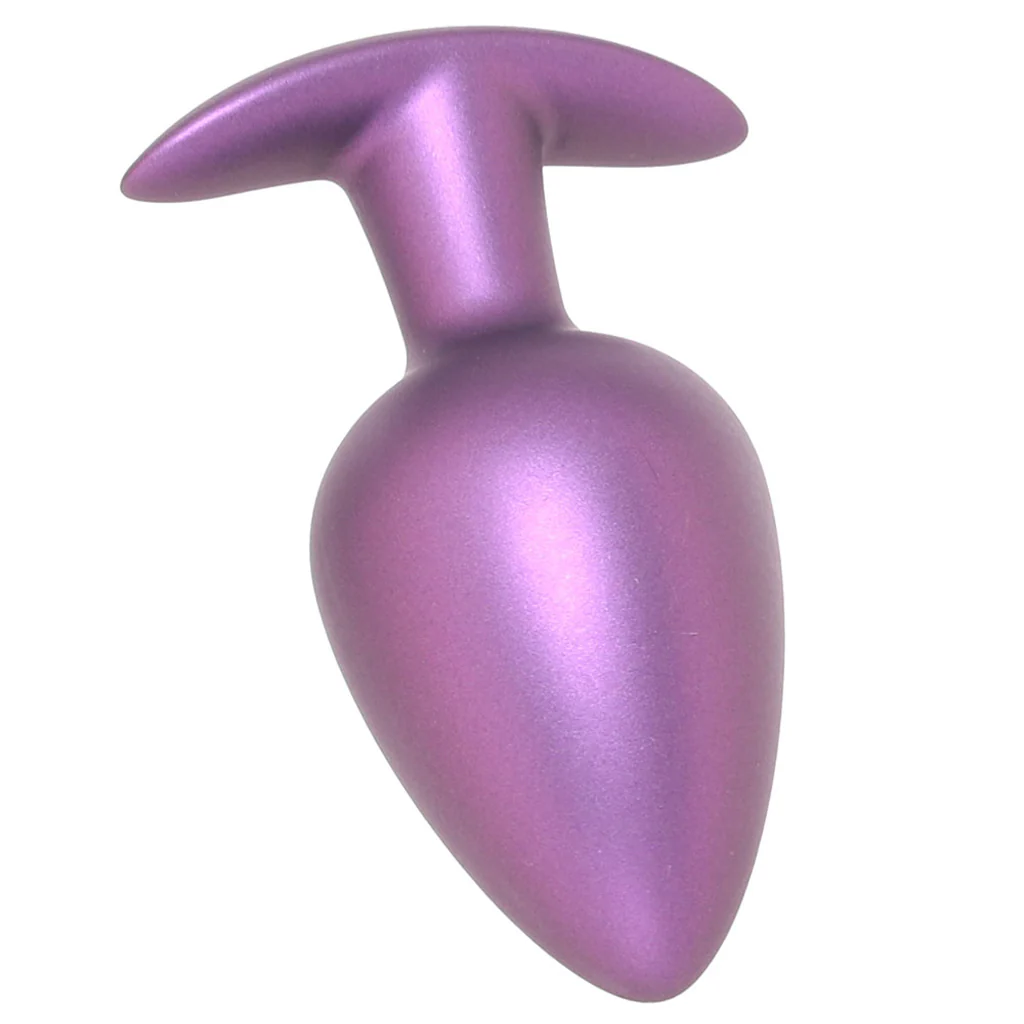 Ouch! Smooth Silicone 3.5 Inch Butt Plug in Metallic Purple - Image 3