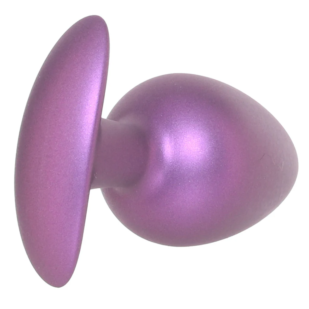 Ouch! Smooth Silicone 3.5 Inch Butt Plug in Metallic Purple - Image 5