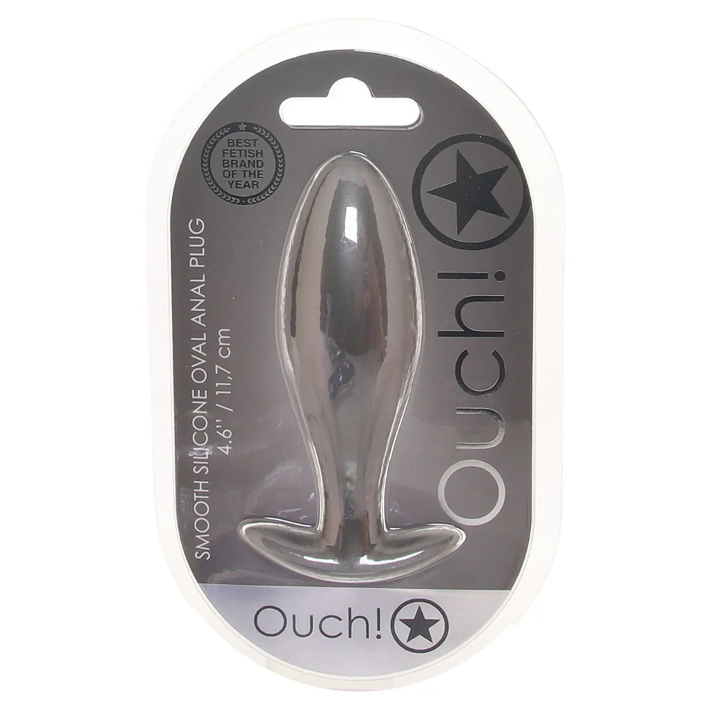 Ouch! Smooth Silicone Oval Butt Plug in Gun Metal - Image 6