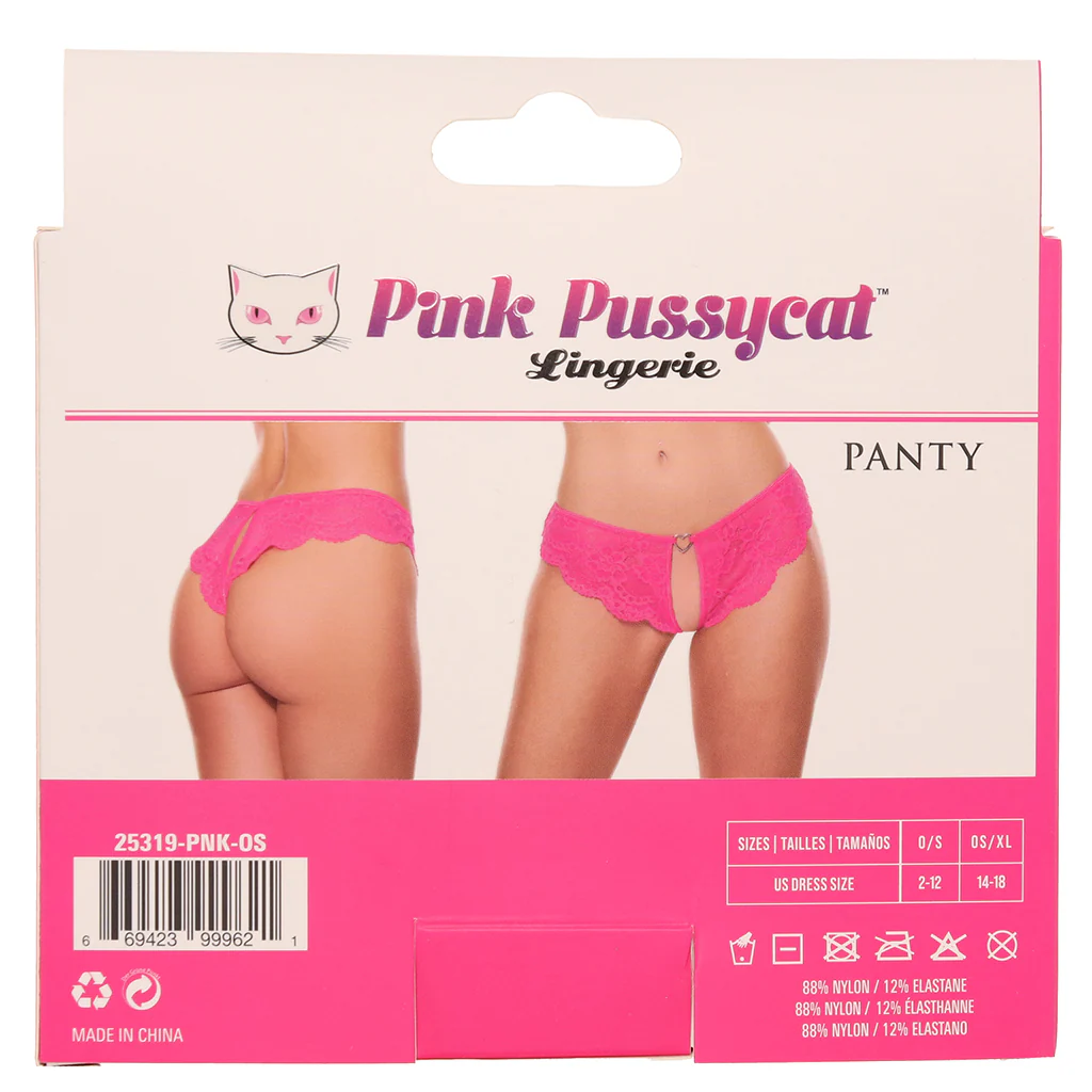 Pink Pussycat Pink Lace Crotchless Panties - Image 5