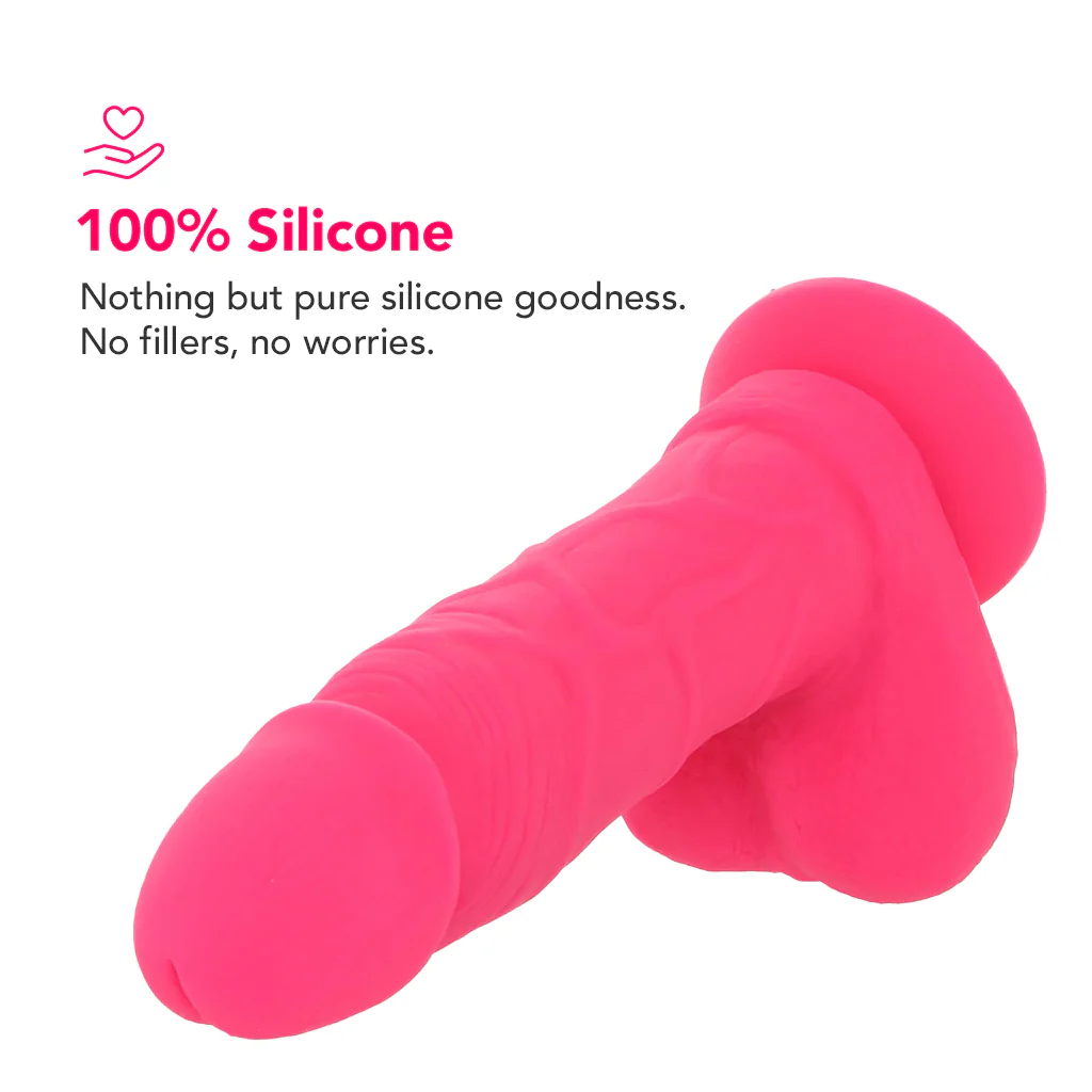 PinkCherry 7 Inch Pink Silicone Ballsy Dildo - Image 2