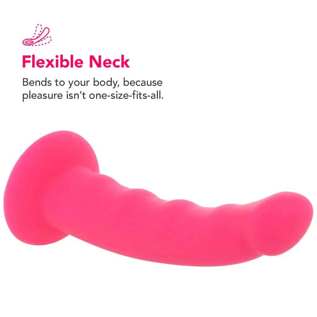 PinkCherry Premium 6.5 Inch Pink Silicone Wavy Dildo - Image 2