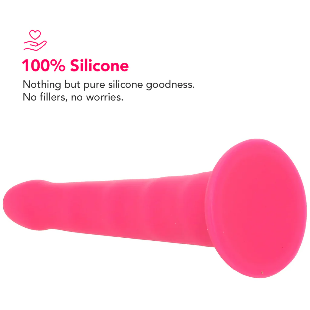 PinkCherry Premium 6.5 Inch Pink Silicone Wavy Dildo - Image 5