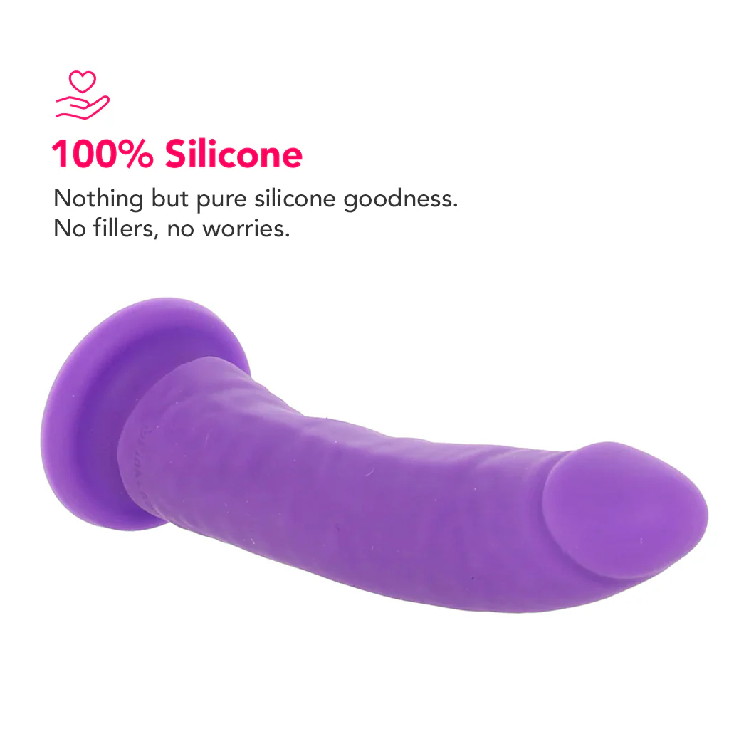 PinkCherry Premium 6.5 Inch Purple Silicone Realistic Dildo - Image 2