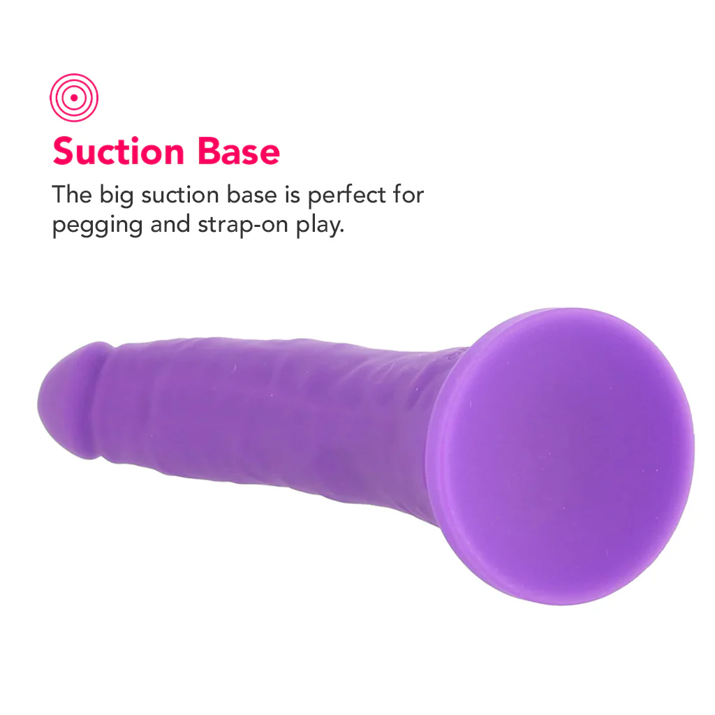 PinkCherry Premium 6.5 Inch Purple Silicone Realistic Dildo - Image 4