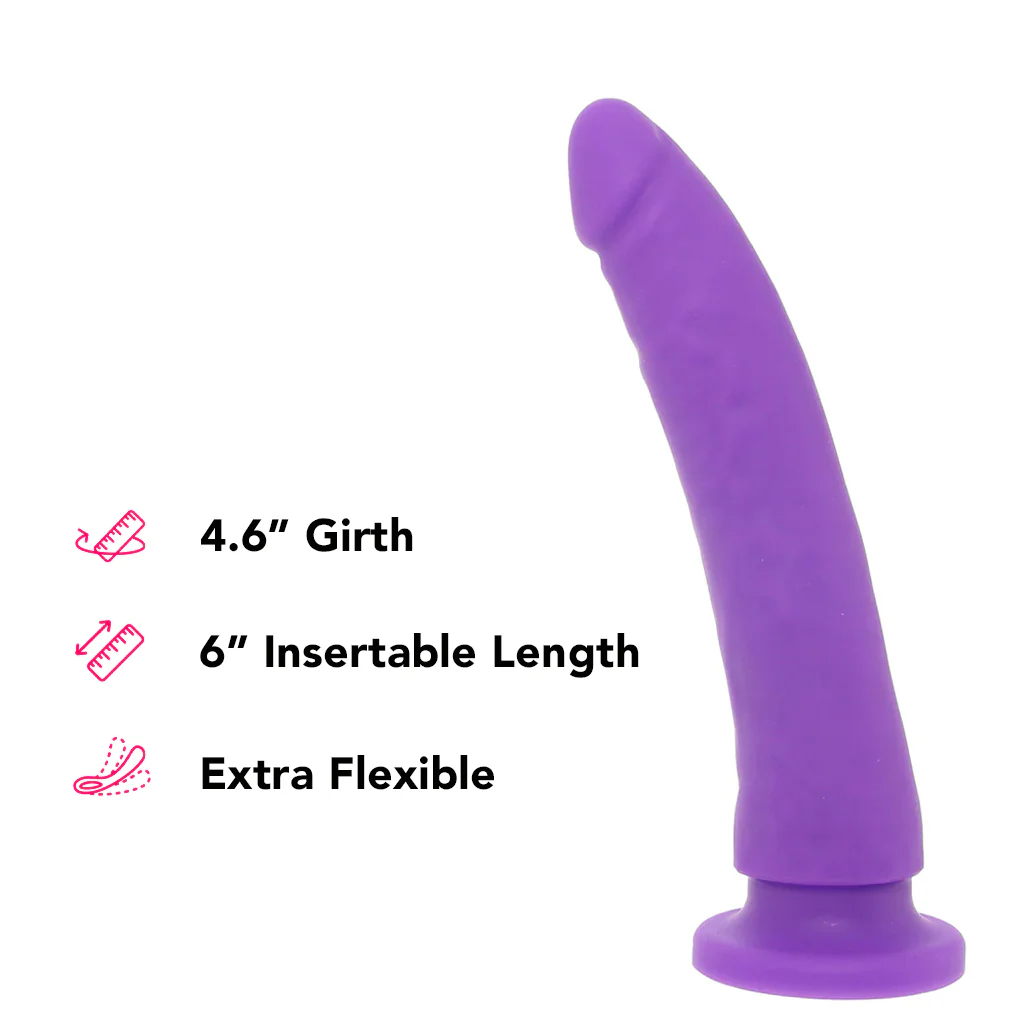 PinkCherry Premium 6.5 Inch Purple Silicone Realistic Dildo - Image 5