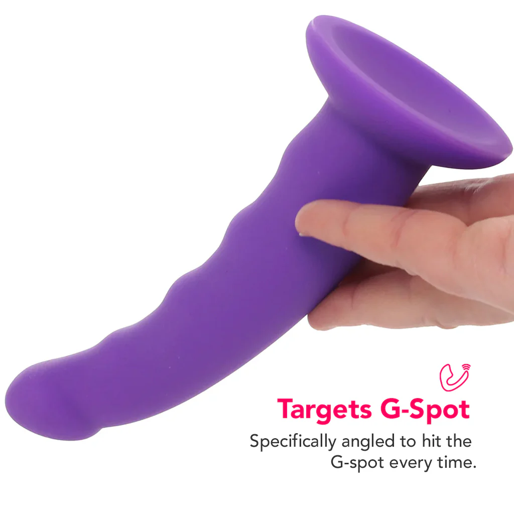 PinkCherry Premium 6.5 Inch Purple Silicone Wavy Dildo - Image 3
