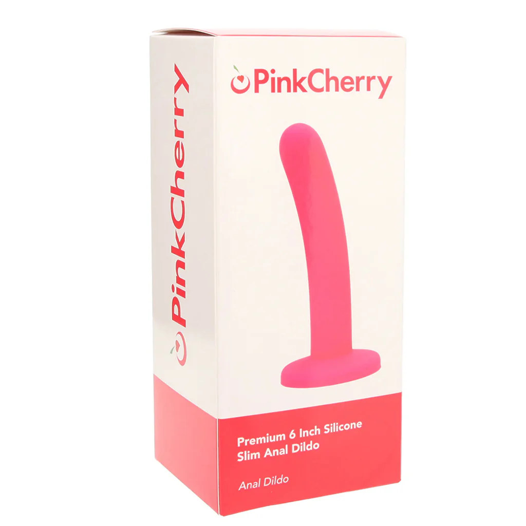 PinkCherry Premium 6 Inch Pink Silicone Slim Anal Dildo - Image 7
