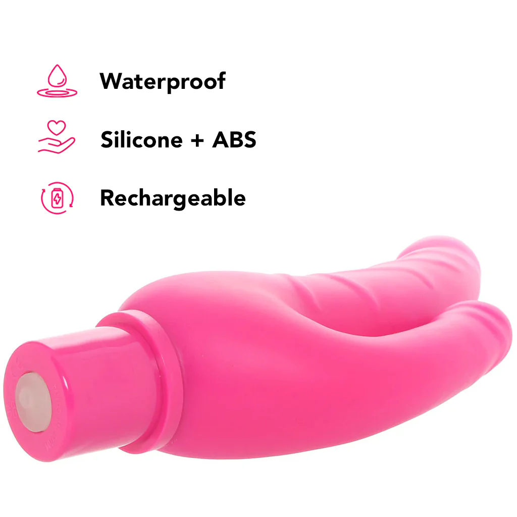 Power Stud Rechargeable Over & Under Vibe in Pink - Image 5