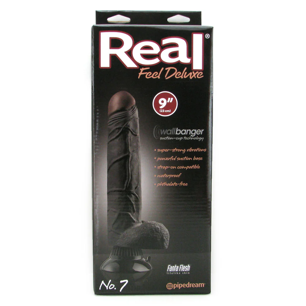 Real Feel Deluxe 9 Inch Vibrating Wall Banger Dildo in Blac - Image 6