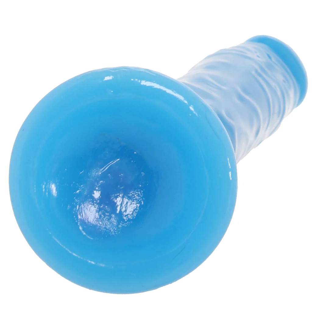 RealRock 7 Inch Glow-in-the-Dark Slim Dildo in Blue - Image 5