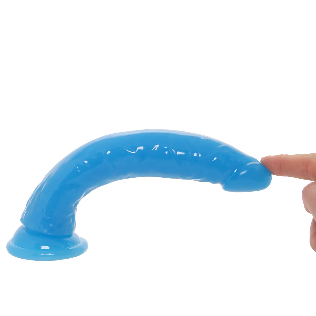 RealRock 7 Inch Glow-in-the-Dark Slim Dildo in Blue - Image 6
