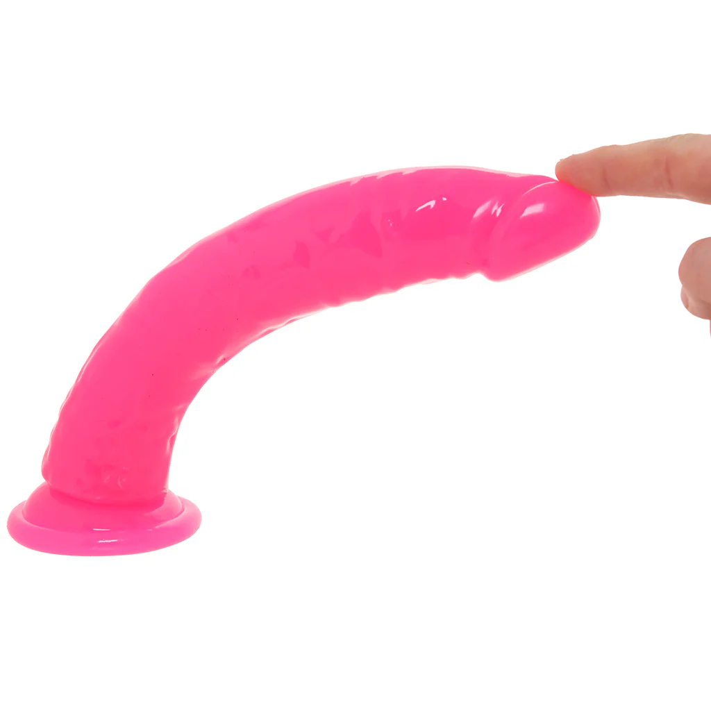 RealRock 9 Inch Glow-in-the-Dark Slim Dildo in Pink - Image 6