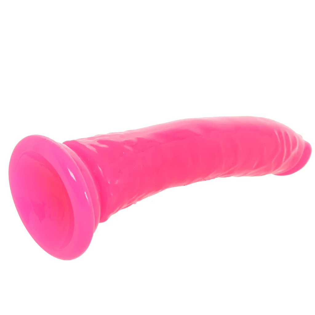 RealRock 9 Inch Glow-in-the-Dark Slim Dildo in Pink - Image 7