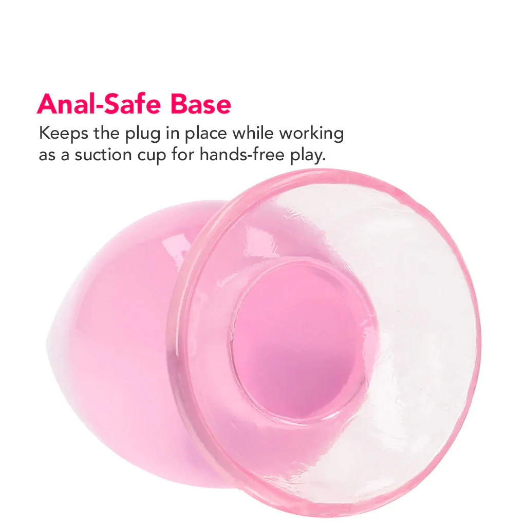 RealRock Crystal Clear Jelly 4.5 Inch Butt Plug in Pink - Image 5