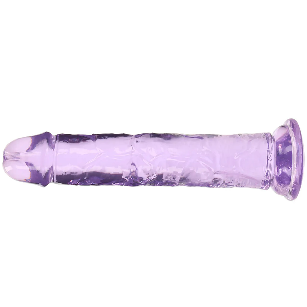 RealRock Crystal Clear Jelly 7 Inch Dildo in Purple - Image 3