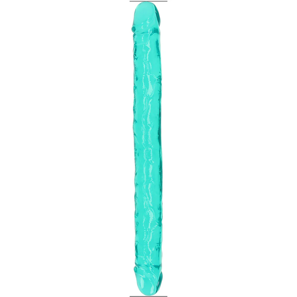RealRock Crystal Jelly 18 Inch Double Dildo in Turquoise - Image 5