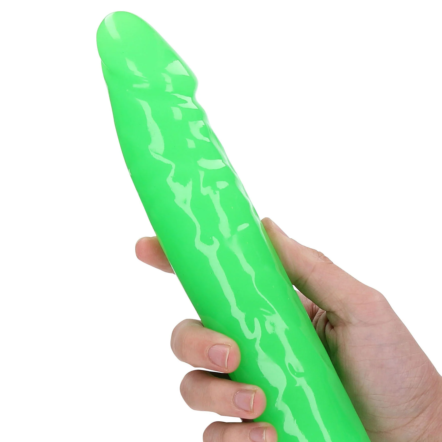 RealRock Glow In The Dark 10 Inch Slim Dildo in Green - Image 6