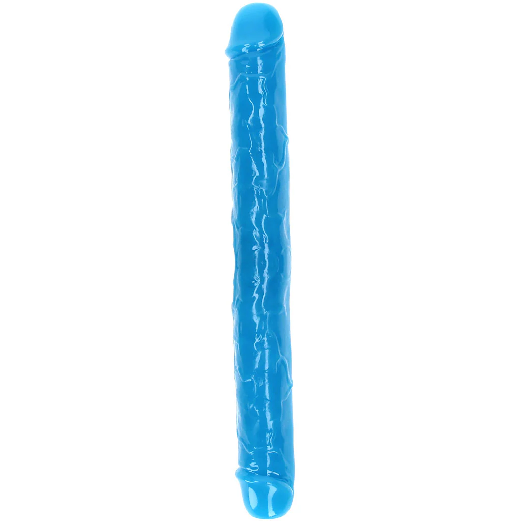 RealRock Glow In The Dark 15 Inch Double Dildo in Blue - Image 5