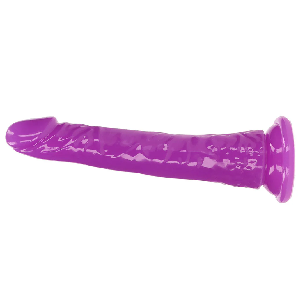 RealRock Glow In The Dark 8 Inch Slim Dildo in Purple - Image 3