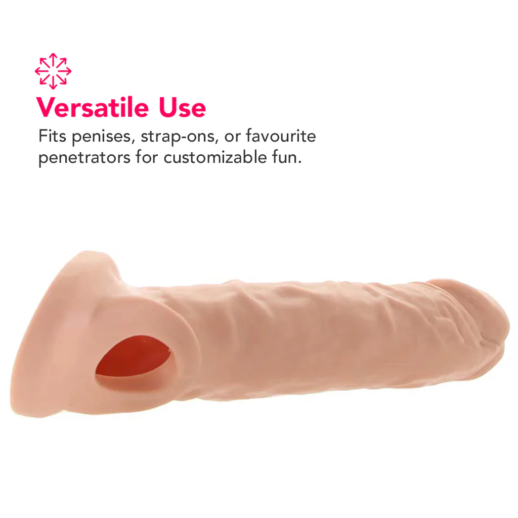 RealRock Penis Sleeve 9 Inch Extender in White - Image 3