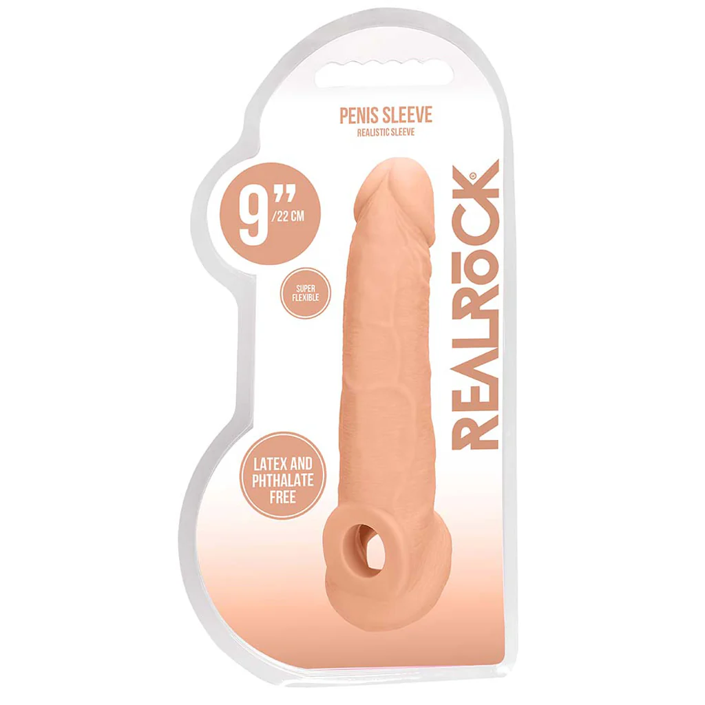 RealRock Penis Sleeve 9 Inch Extender in White - Image 6