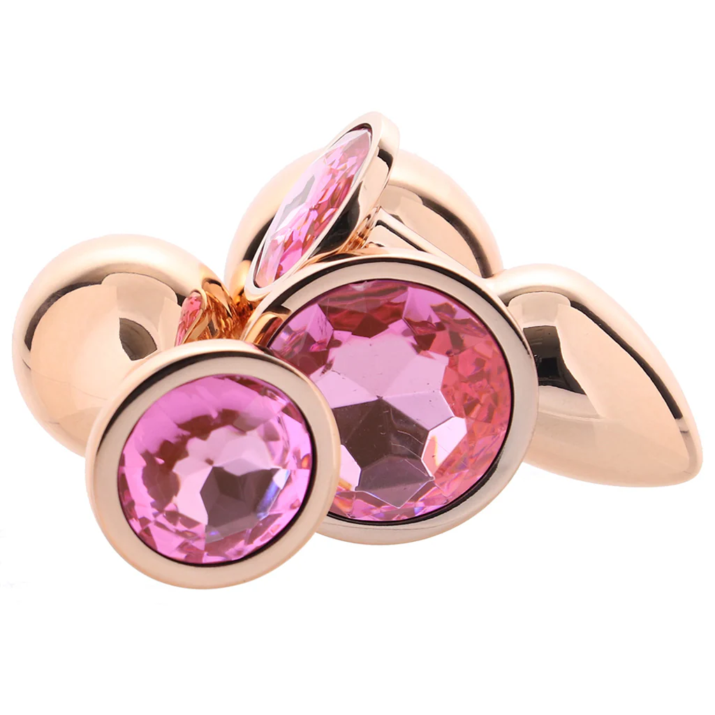 Rear Assets Round Gem Metal Plug Kit in Rose - Image 3