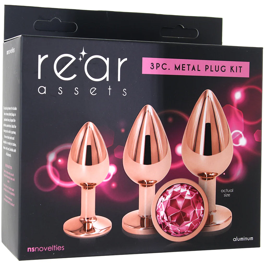 Rear Assets Round Gem Metal Plug Kit in Rose - Image 6