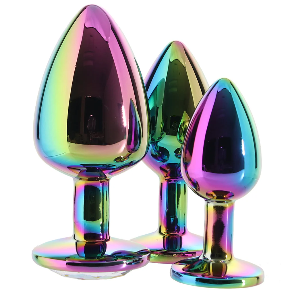 Rear Assets Round Gem Metal Plug Kit in Rainbow - Image 3