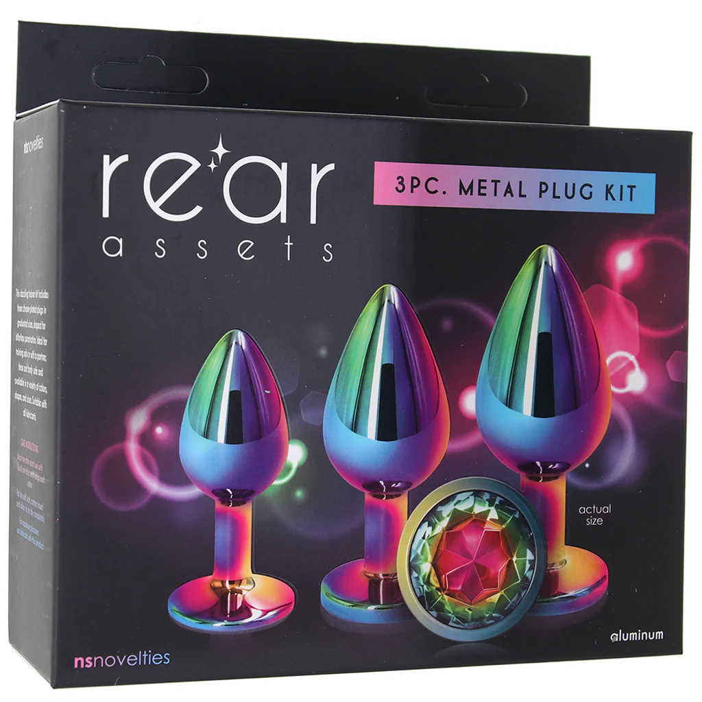 Rear Assets Round Gem Metal Plug Kit in Rainbow - Image 6