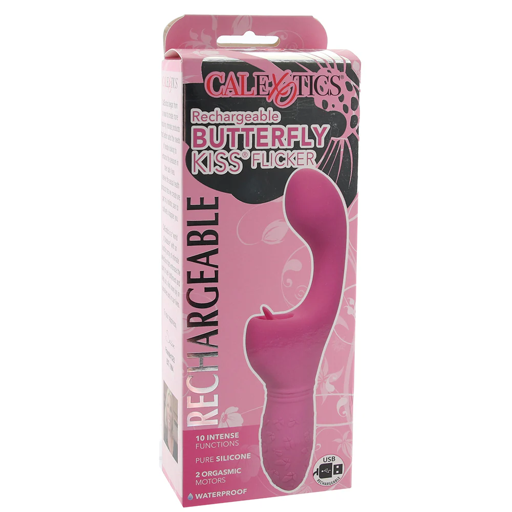 Rechargeable Butterfly Kiss Flicker Vibrator in Pink - Image 6