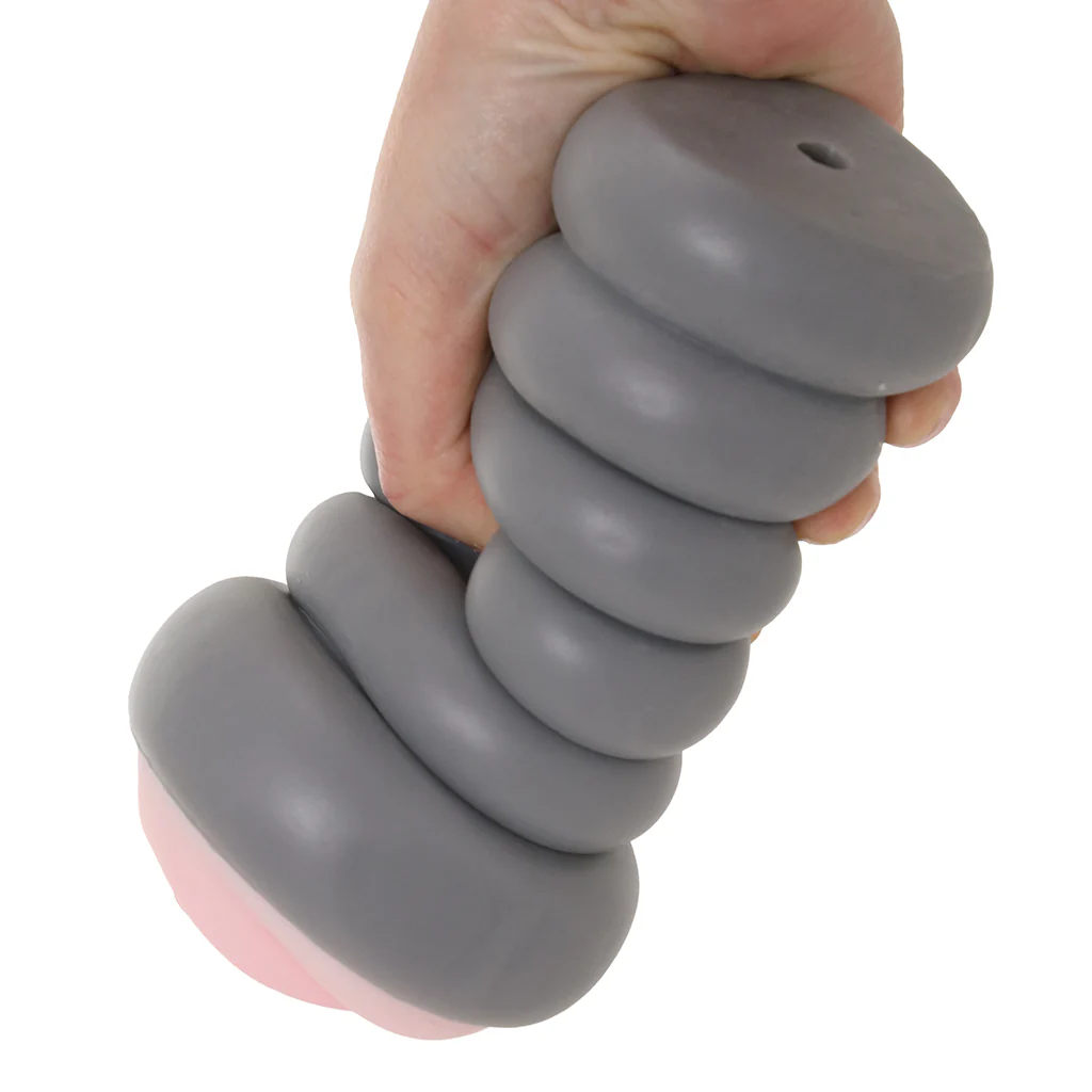Ribbed Gripper Tight Pussy Stroker in Light - Image 4