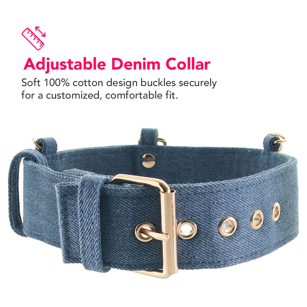 Ride 'Em Denim Collar With Leash - Image 3
