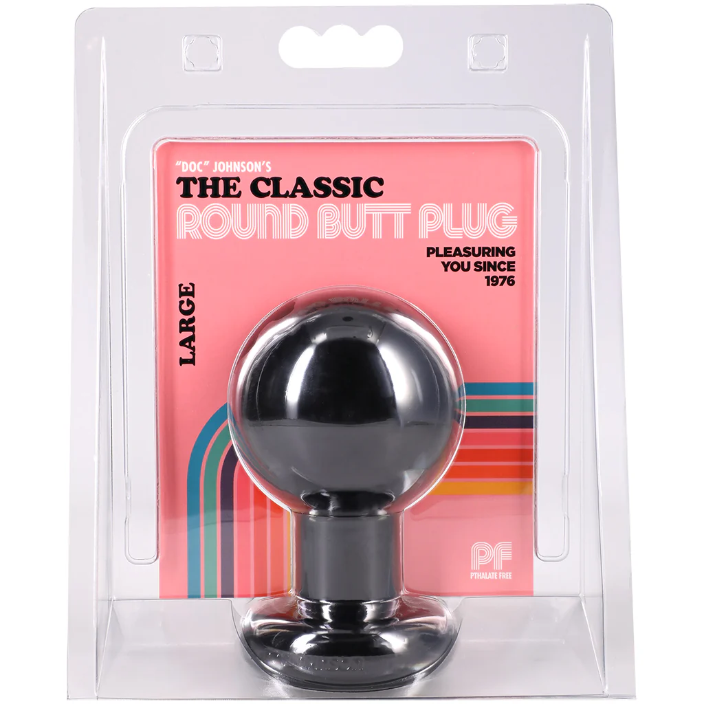 The Classic Large Round Butt Plug in Black - Image 9