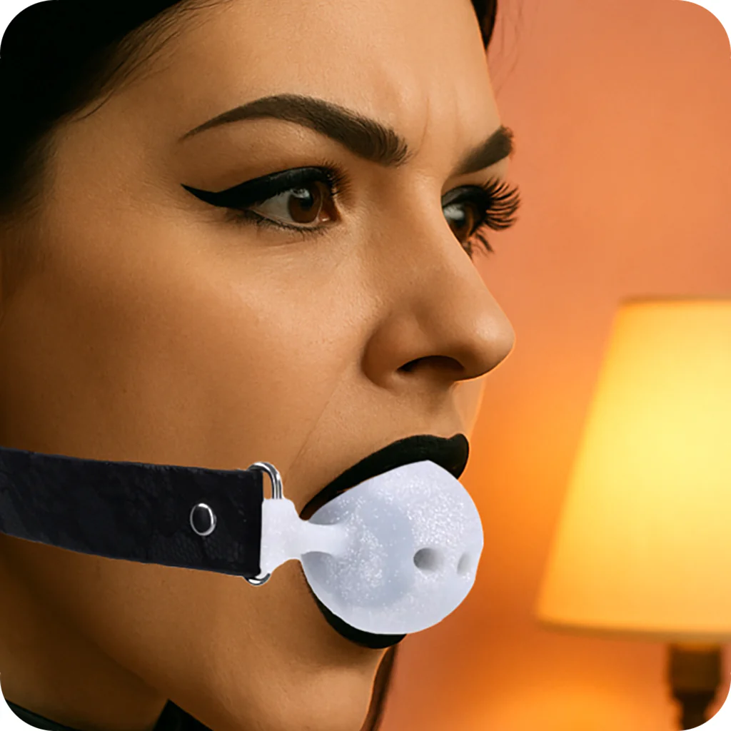 Sex & Mischief Lace Silicone Breathable Ball Gag - Image 2