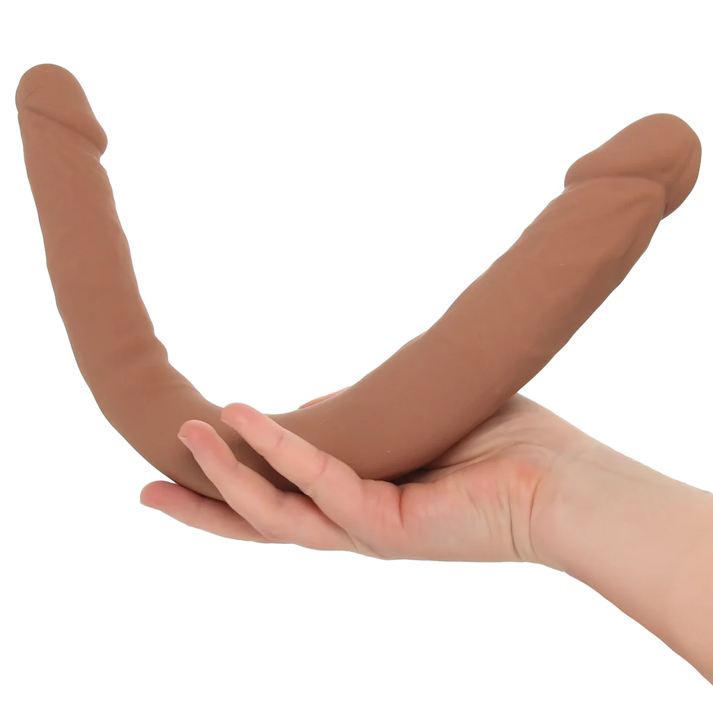 Silicone Studs Bend & Hold 16 Inch Double Dildo in Brown - Image 4