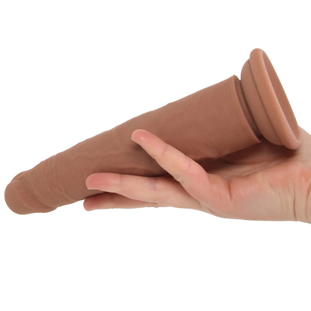 Silicone Studs Vibrating & Thrusting Dildo in Brown - Image 4