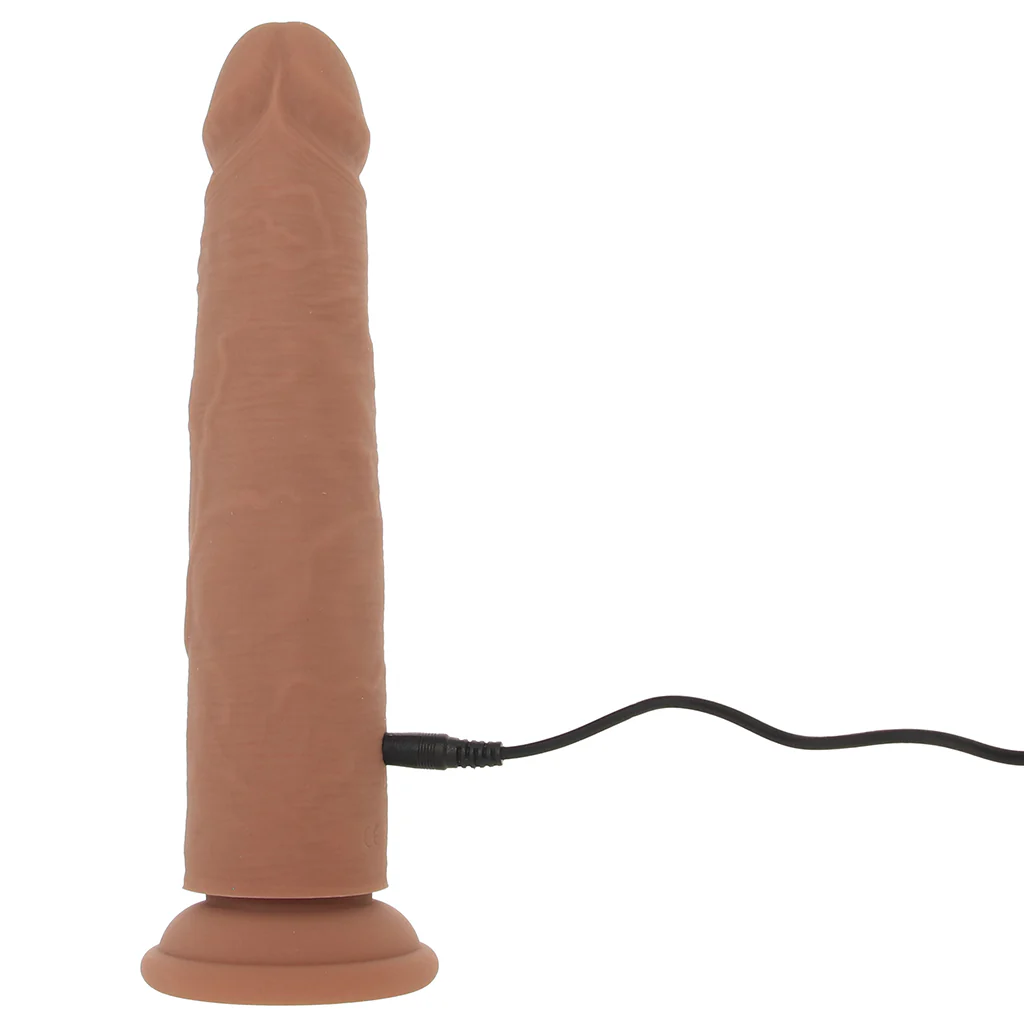 Silicone Studs Vibrating & Thrusting Dildo in Brown - Image 7