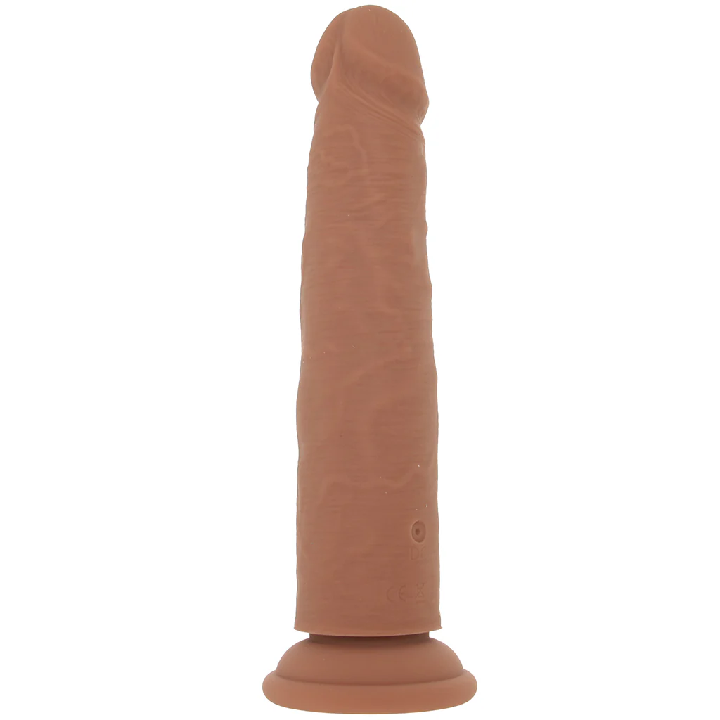 Silicone Studs Vibrating & Thrusting Dildo in Brown - Image 8
