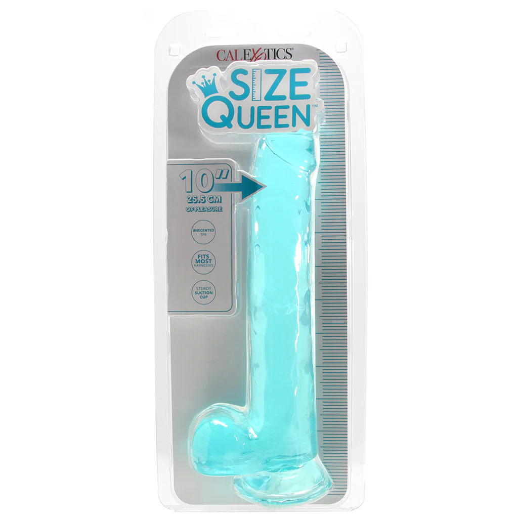 Size Queen 10 Inch Jelly Dildo in Teal - Image 6