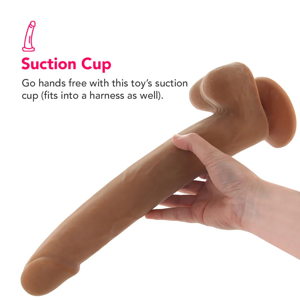 Size Queen 12 Inch Dildo in Brown - Image 4