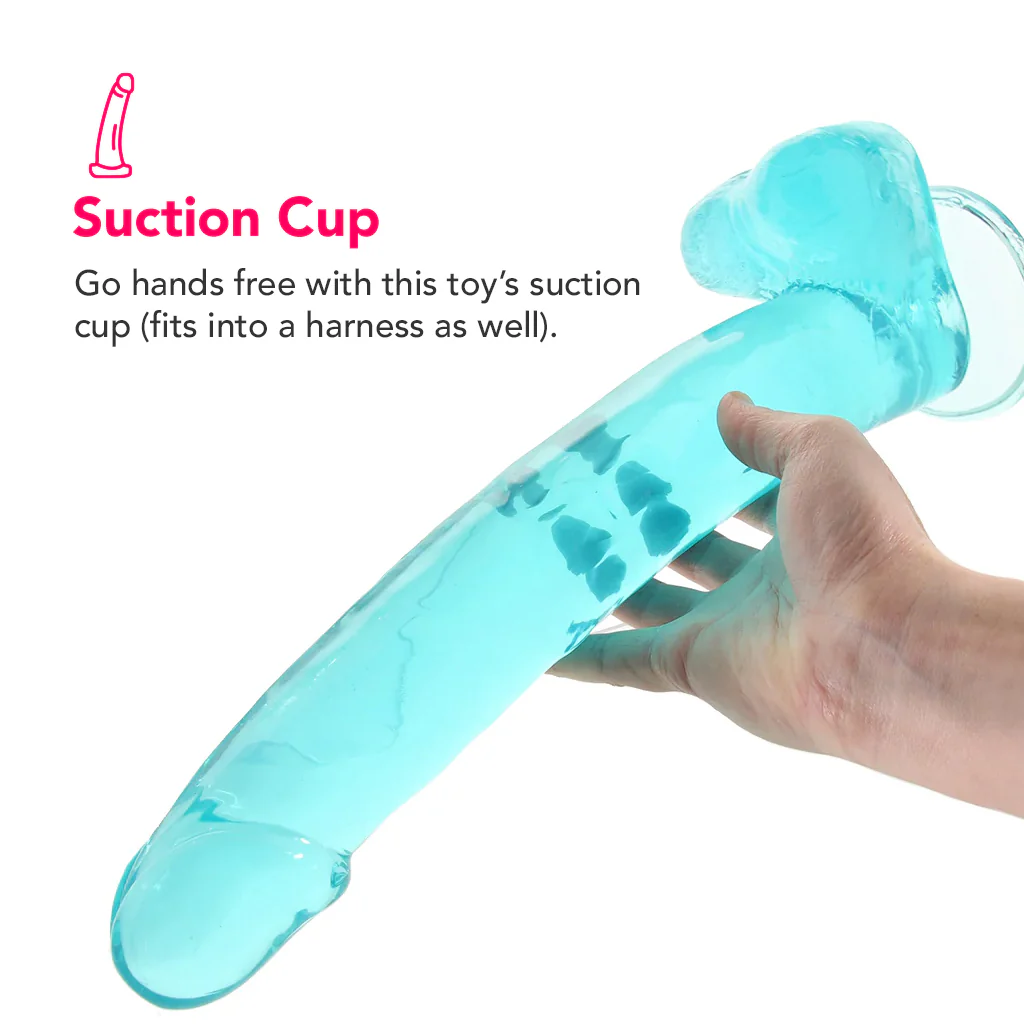 Size Queen 12 Inch Jelly Dildo in Blue - Image 4