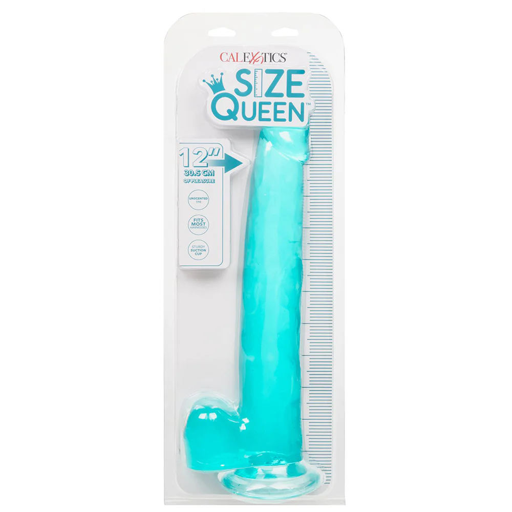 Size Queen 12 Inch Jelly Dildo in Blue - Image 6