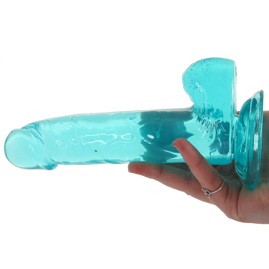 Size Queen 6 Inch Jelly Dildo in Teal - Image 4