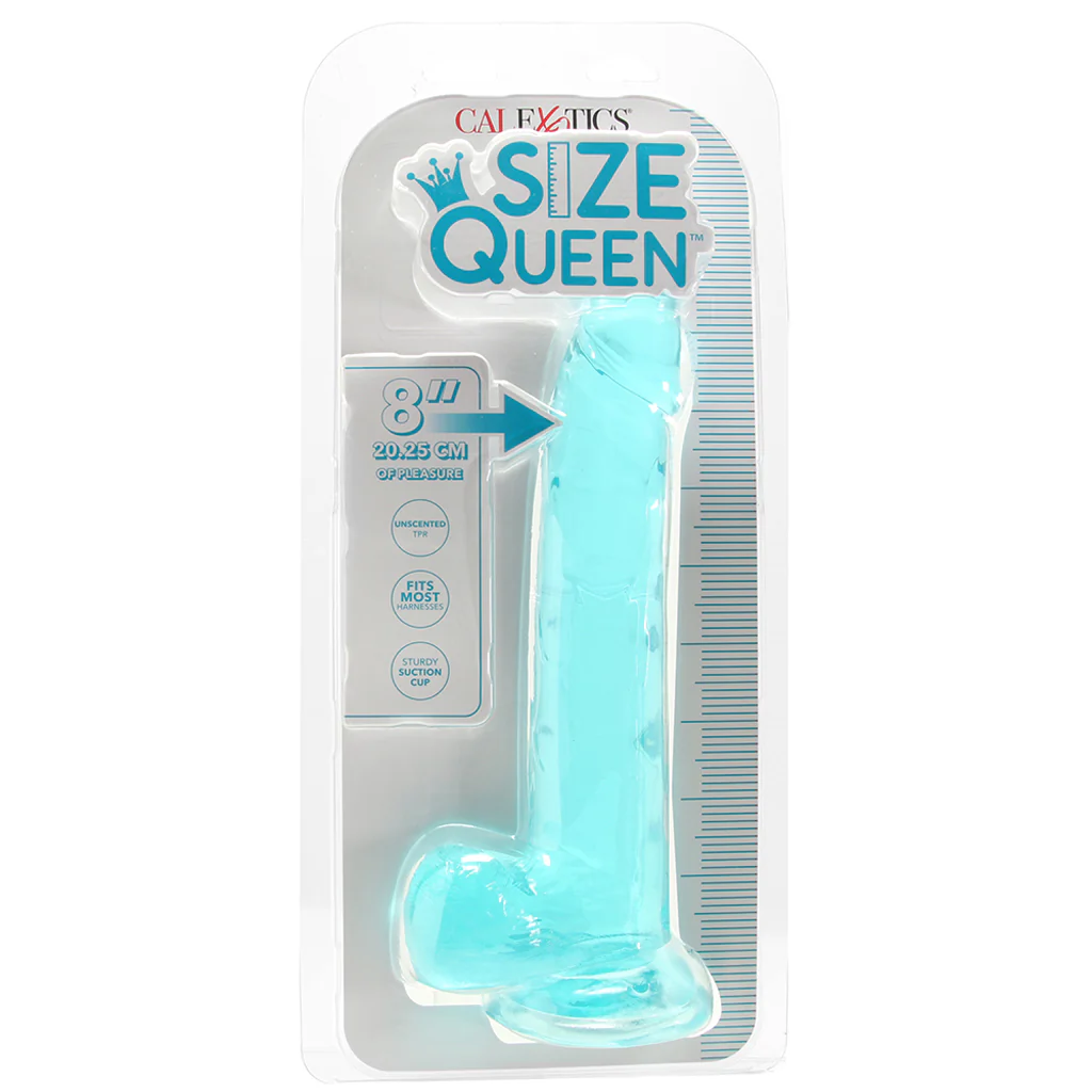 Size Queen 8 Inch Jelly Dildo in Teal - Image 6